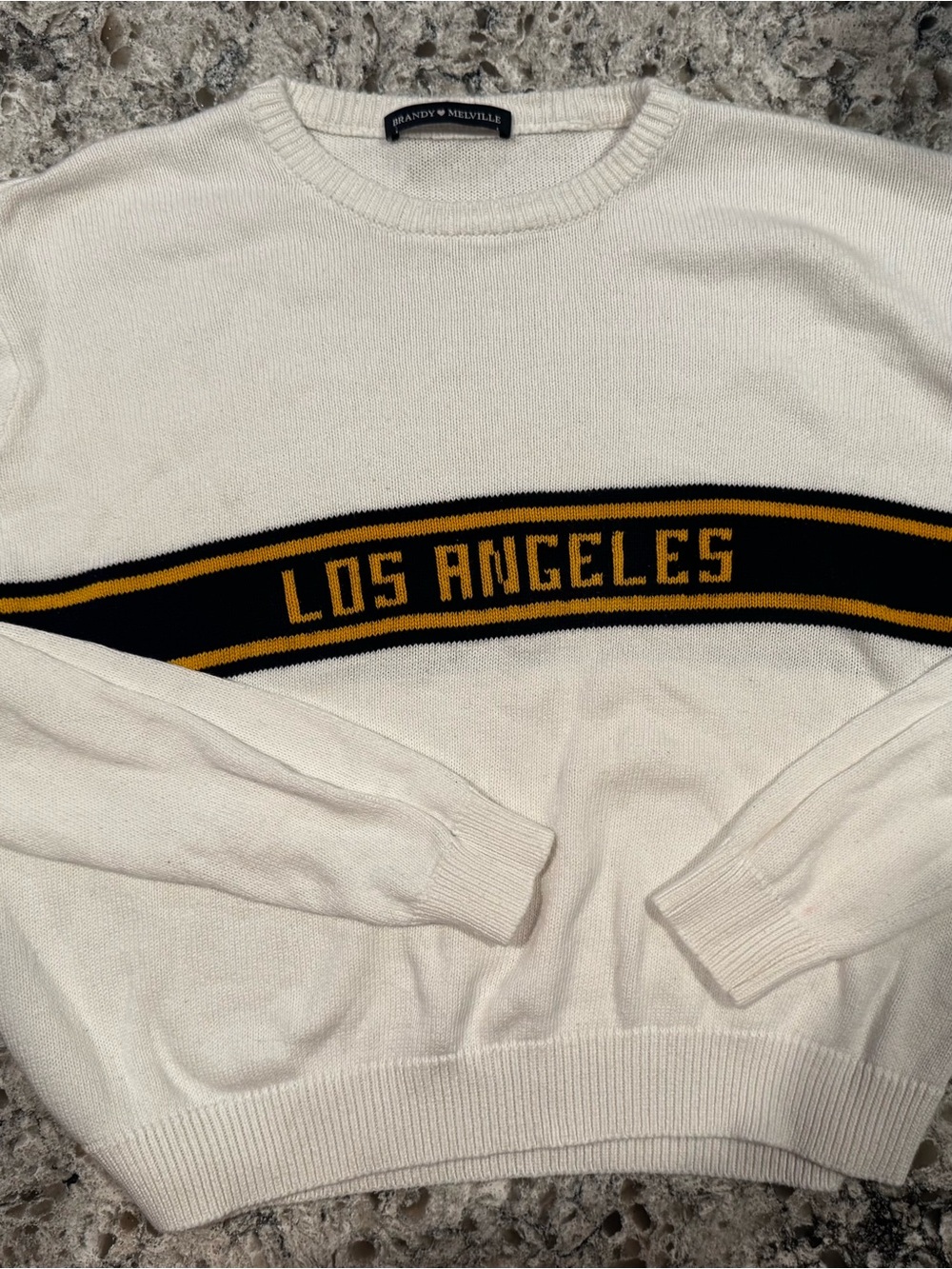Brandy Melville LOS Angeles ,Cream Ribbed Crewneck Sweater
